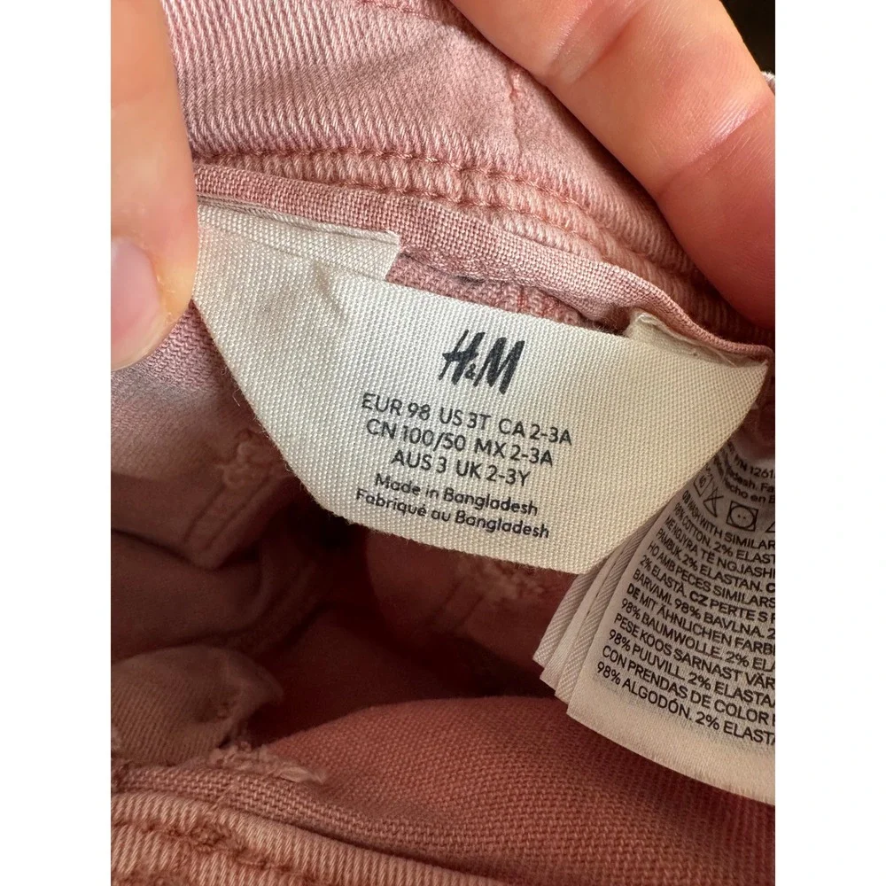 HM Kids Girls Dusty Rose Pink Wide Leg Jeans Toddler Size‎ 3T Stretch Denim